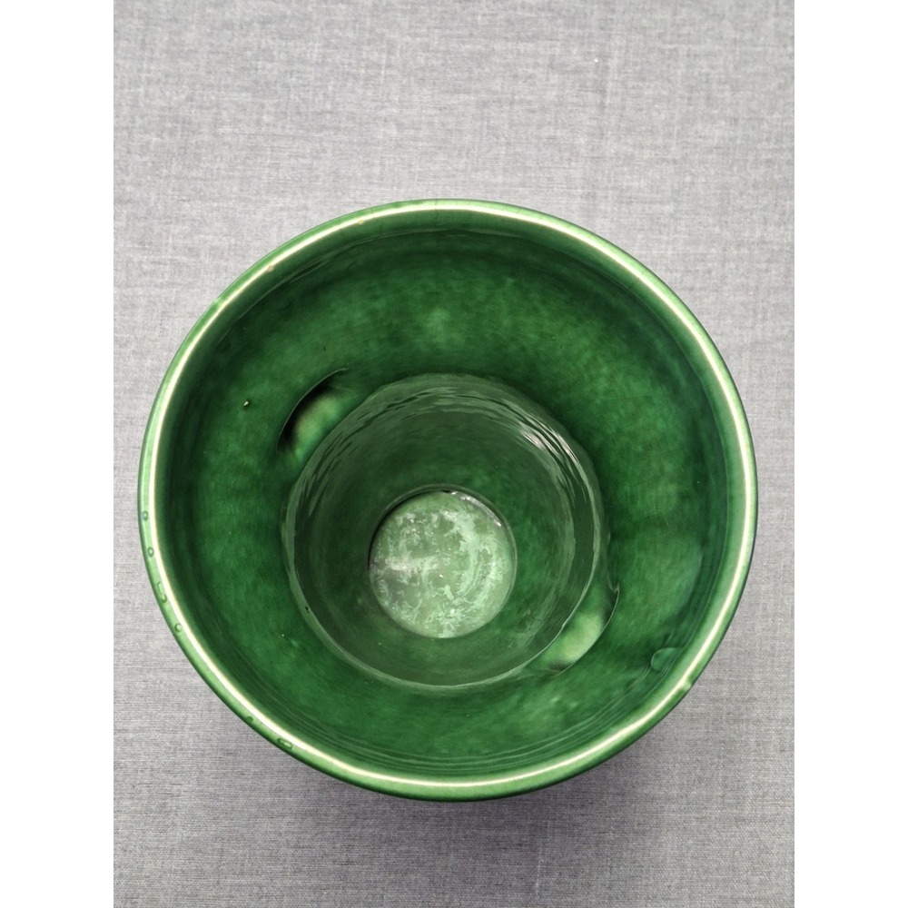 Vintage McCoy Pottery Green Ribbed Vase Tab Handles USA Art Pottery Mid Century - Picture 10 of 11